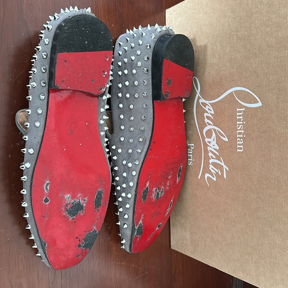 Christian Louboutin Gray Studded Men's Shoes - Picture 11 of 11